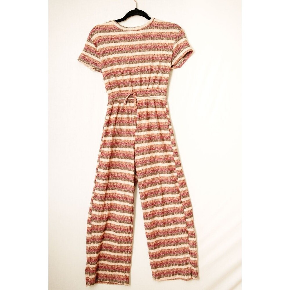 Zara striped jumpsuit short sleeve womens 10 one piece